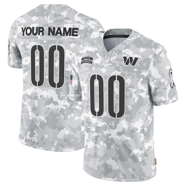 Custom W.Commanders Active Player 2024 F.U.S.E Arctic Camo Salute To Service Limited Stitched Football Jersey Marou
