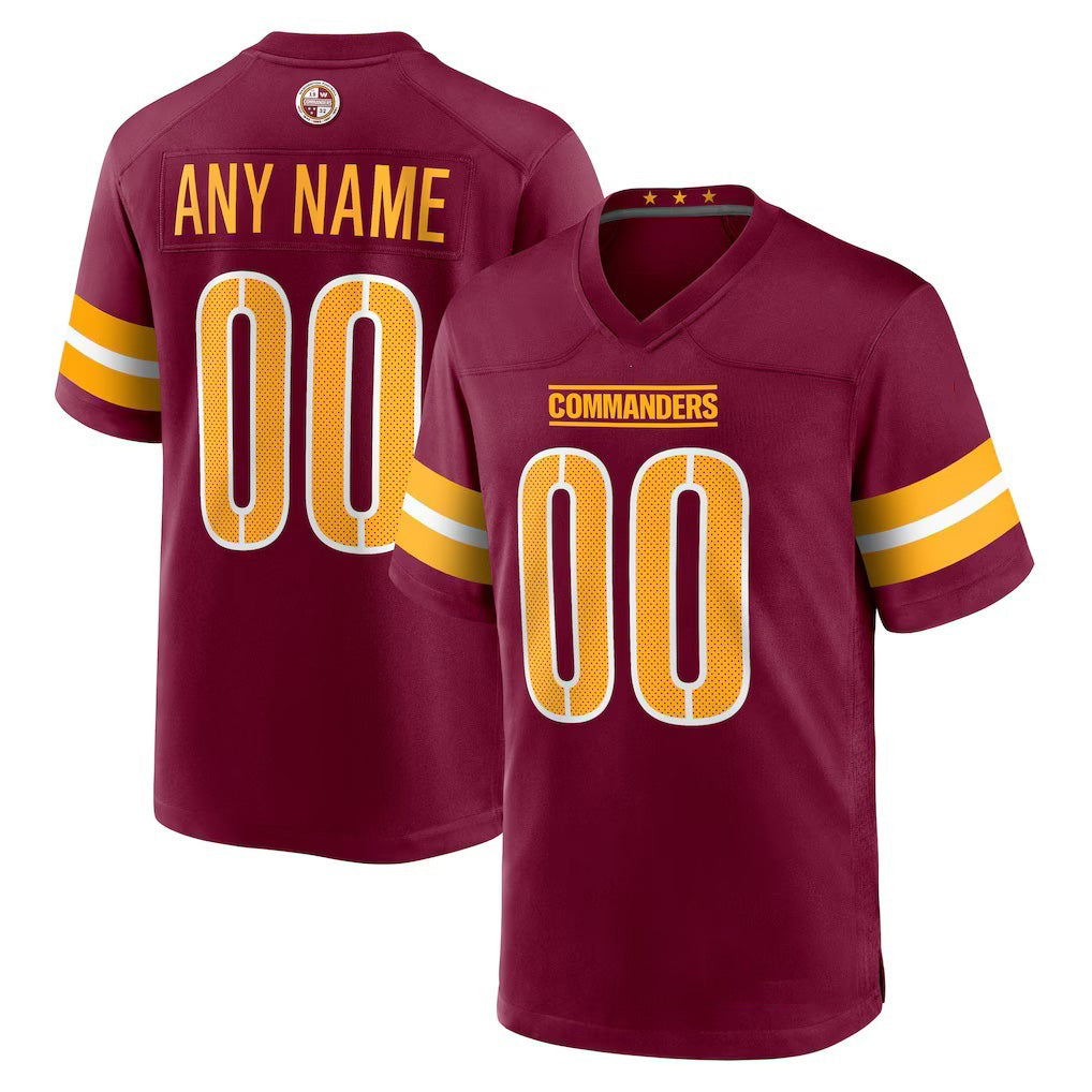 Custom W.Commanders Burgundy Game Player Football Jersey Marou