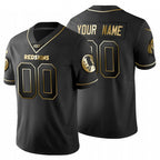 Custom W.Redskins Black Golden Limited 100 Football Jersey Marou