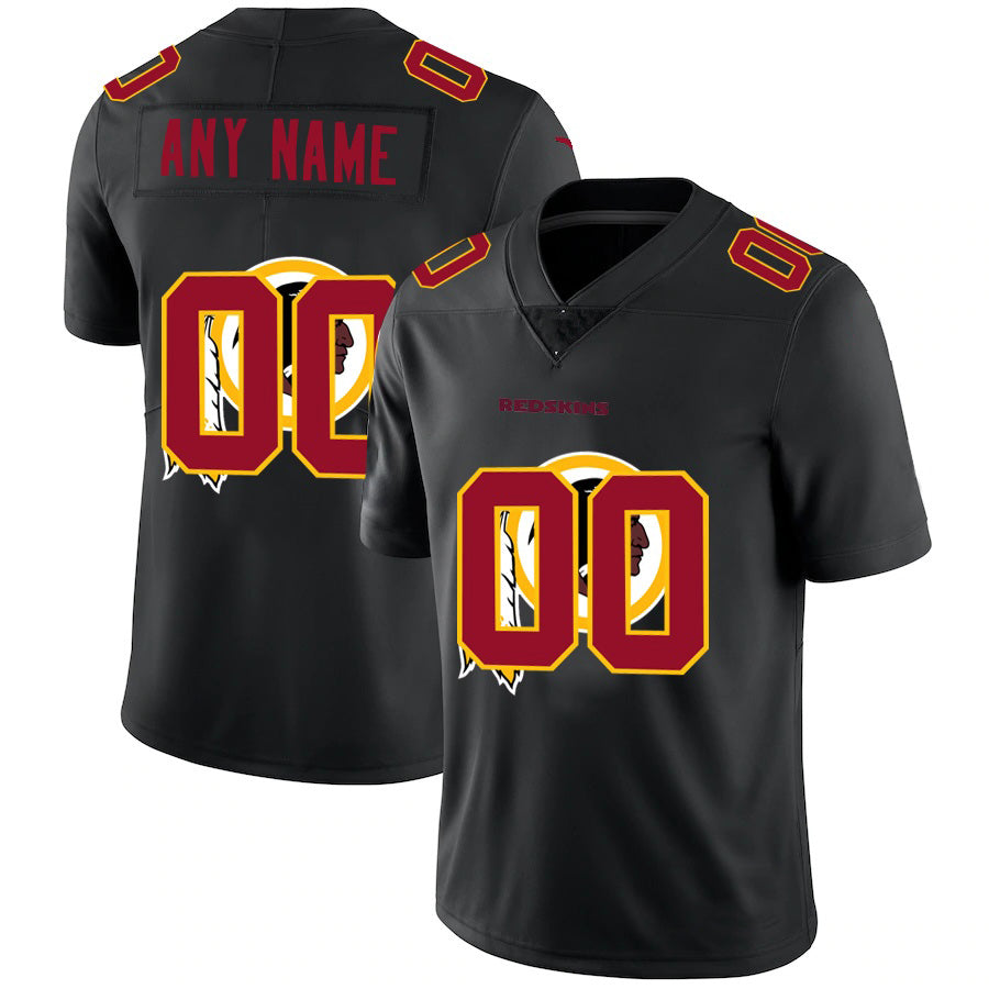 Custom W.Redskins Black Team Logo Dual Overlap Limited Football Jersey Marou