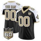 Custom New Orleans Saints Black Alternate Gameday Golds 60th Anniversary Patch Vapor Football Stitched Jersey