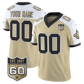 Custom New Orleans Saints Gameday Golds 60th Anniversary Patch Vapor Football Stitched Jersey