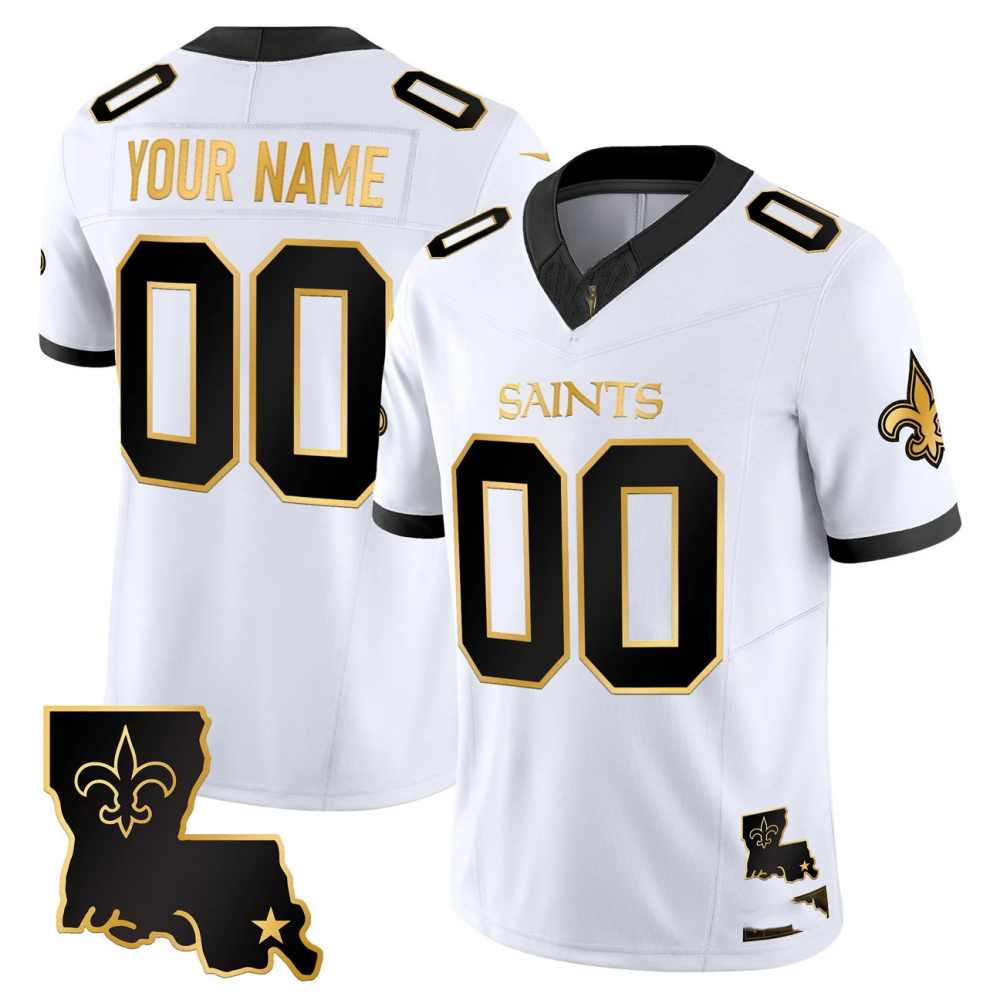 Custom New Orleans Saints White Gold F.U.S.E. Vapor Limited Stitched Football Jersey