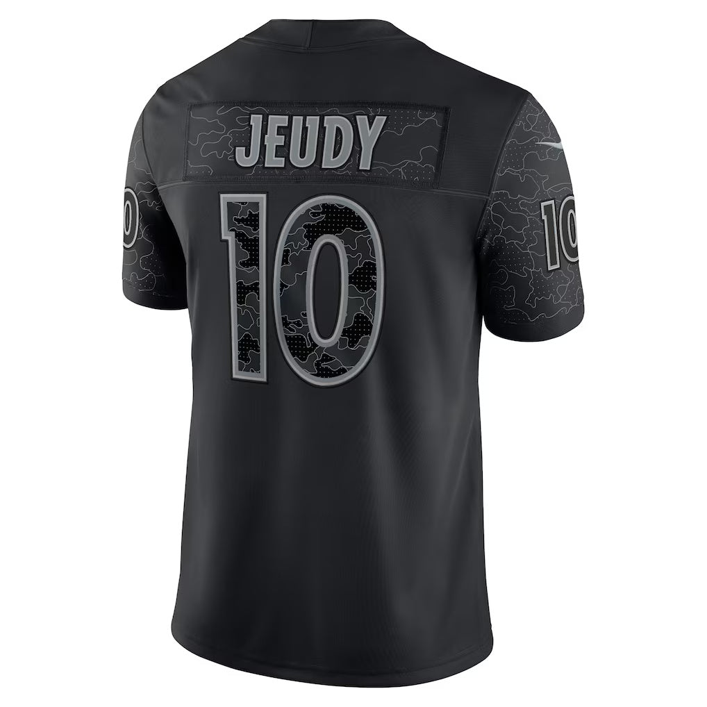 D.Broncos #10 Jerry Jeudy Black RFLCTV Limited Stitched Football Jersey