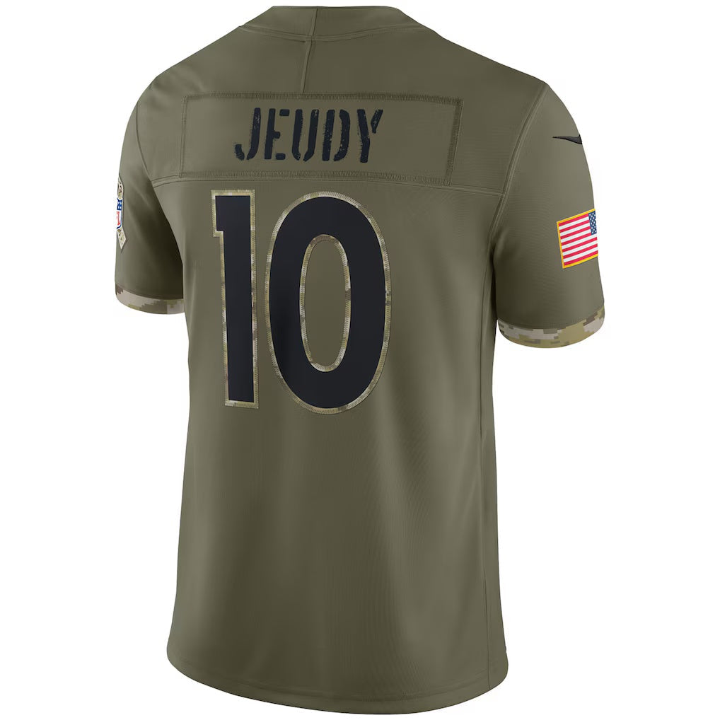 D.Broncos #10 Jerry Jeudy Olive Salute To Service Limited Stitched Football American Jersey