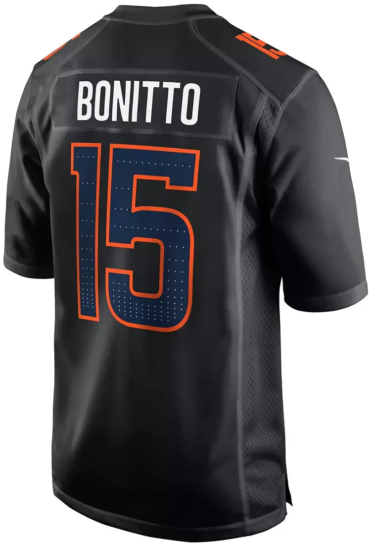 D.Broncos #15 Nik Bonitto Black Fashion Game Stitched Football American Jersey