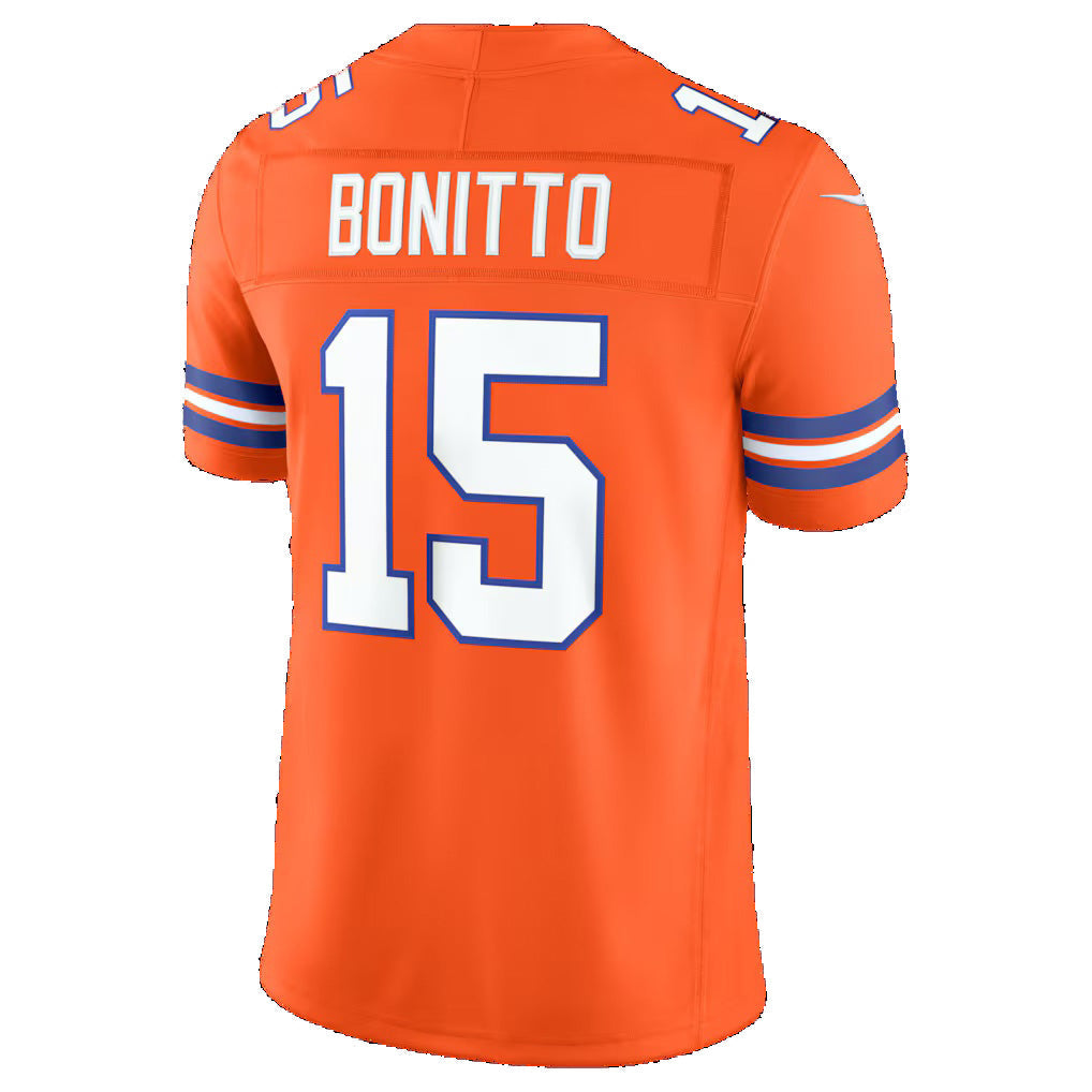 D.Broncos #15 Nik Bonitto Orange Alternate Mile High Collection 1977 Throwback Vapor F.U.S.E. Stitched Limited Football Jersey