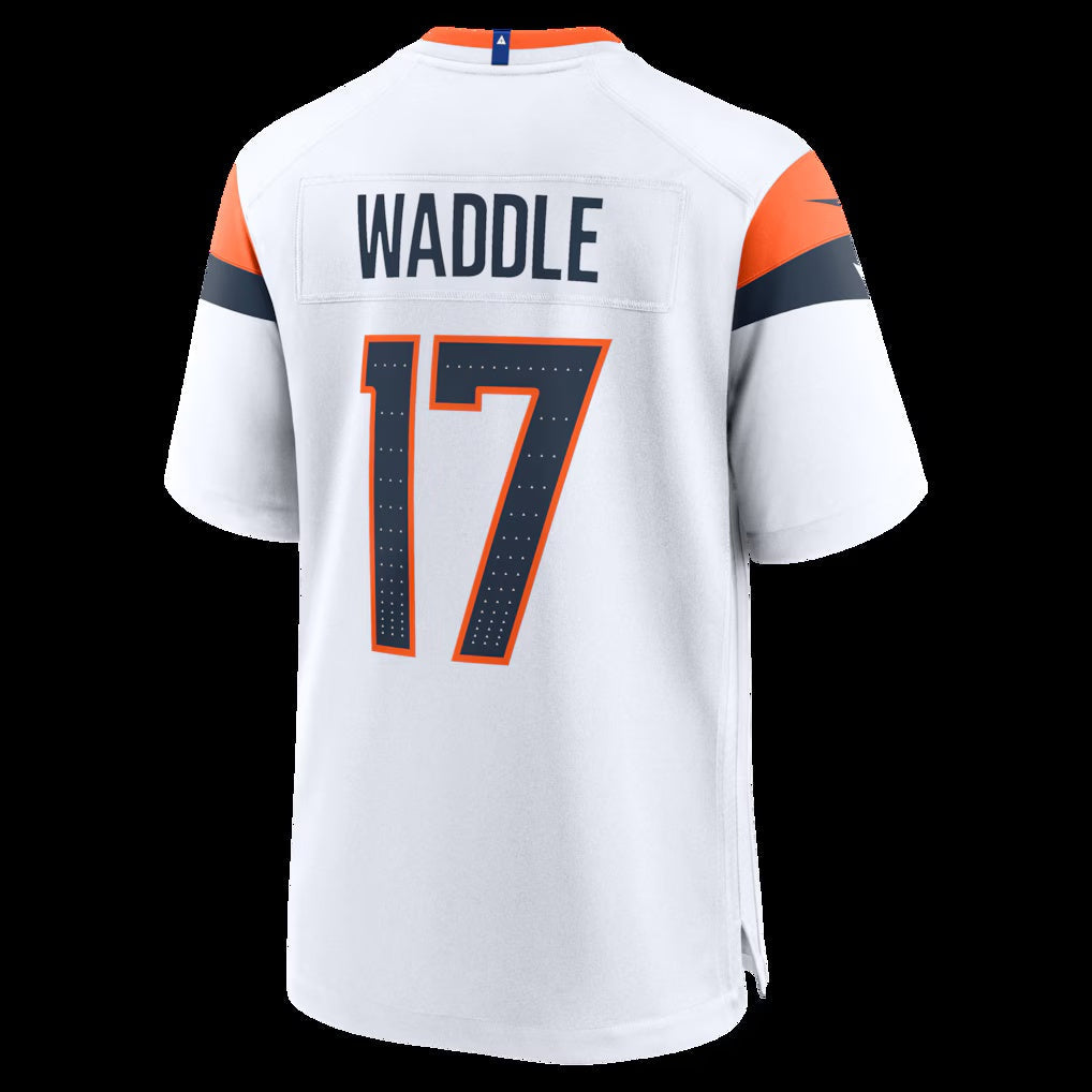 D.Broncos #17 Jaylen Waddle White Game Stitched Football American Jersey