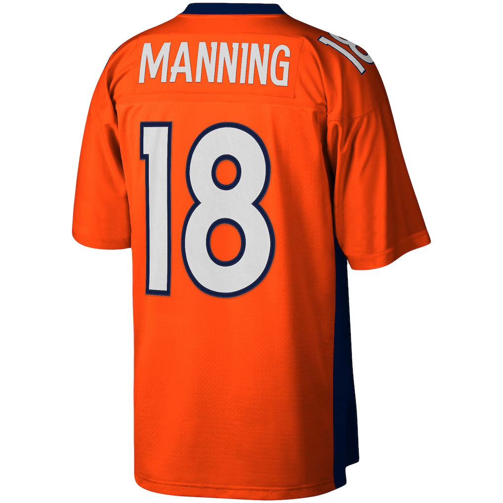 D.Broncos #18 Peyton Manning Mitchell & Ness Orange Legacy Replica Stitched Football American Jersey