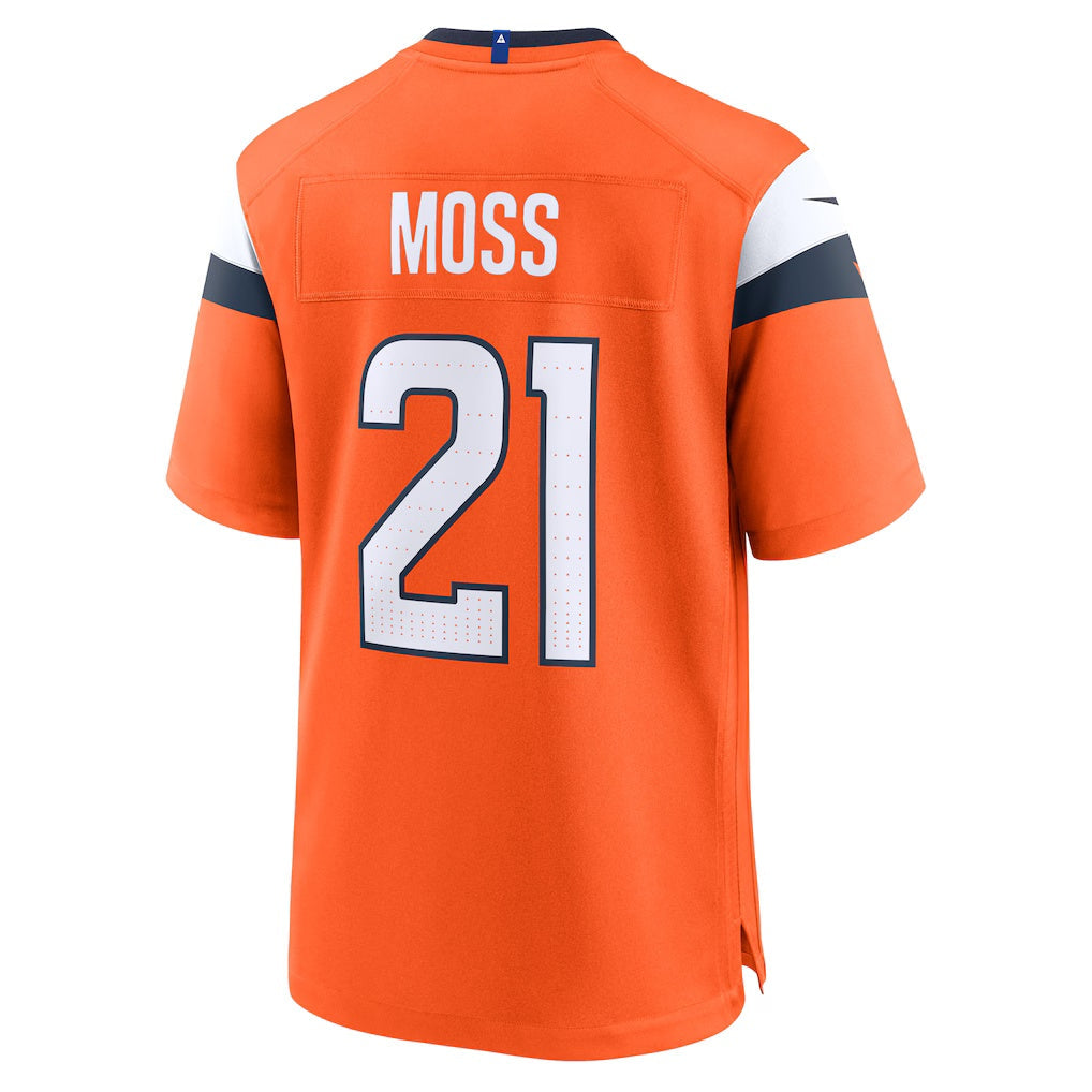 D.Broncos #21 Riley Moss Orange Team Game Stitched Football American Jersey