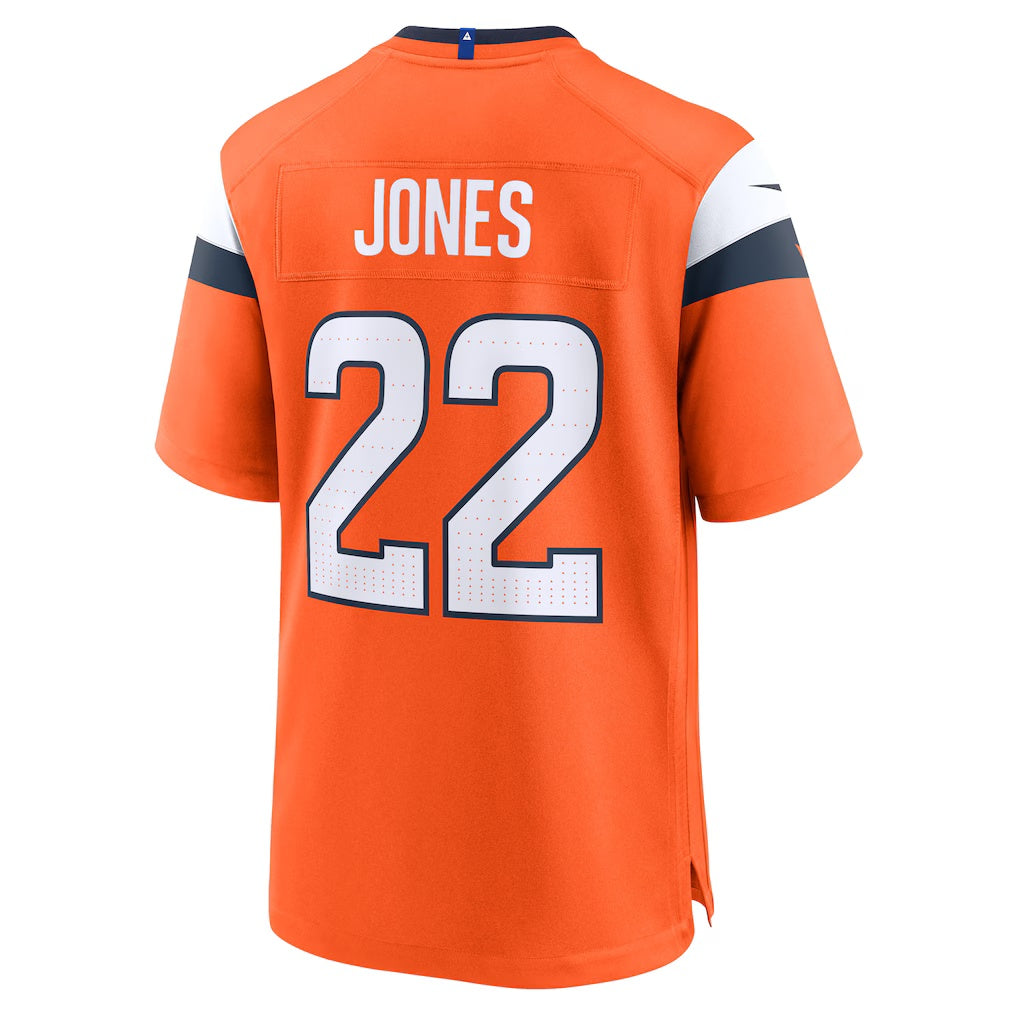 D.Broncos #22 Brandon Jones Orange Team Game Stitched Football American Jersey