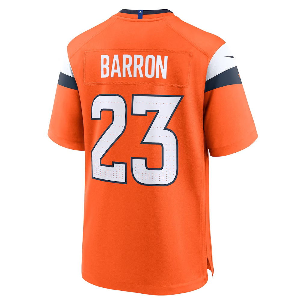 D.Broncos #23 Jahdae Barron Orange Team Game Stitched Football American Jersey