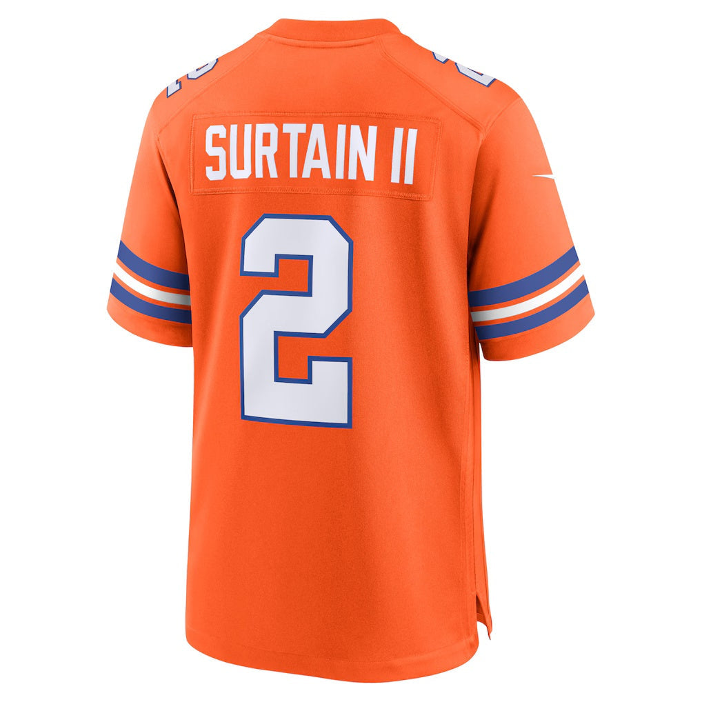 D.Broncos #2 Patrick Surtain II Orange Mile High Collection 1977 Throwback Player Game Stitched Football American Jersey