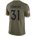 D.Broncos #31 Justin Simmons Olive  Salute To Service Limited Stitched Football American Jersey