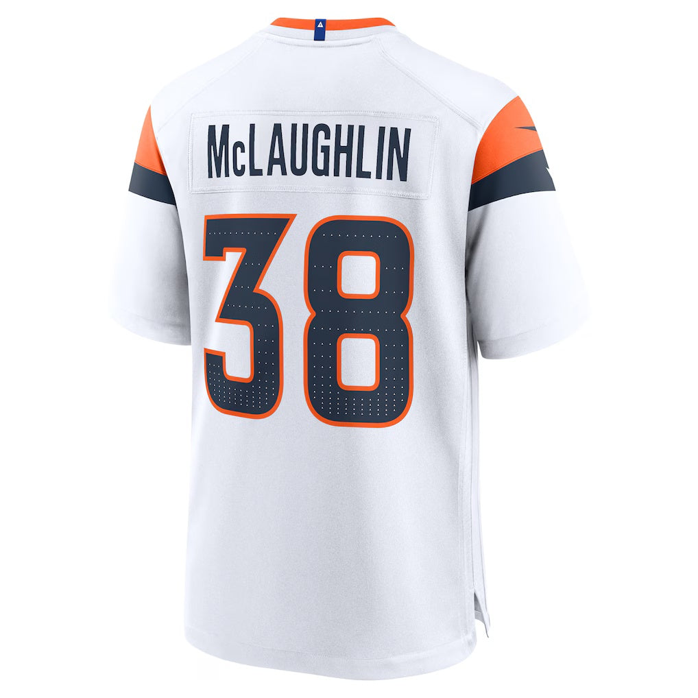 D.Broncos #38 Jaleel McLaughlin White Game Stitched Football American Jersey