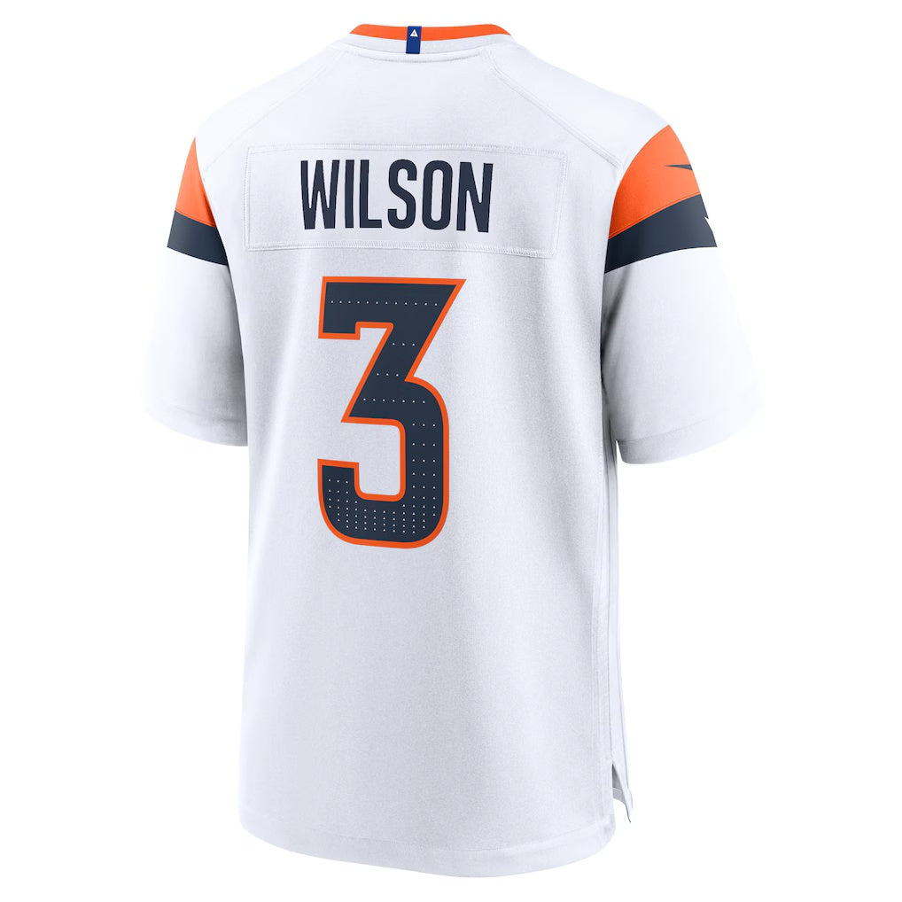 D.Broncos #3 Russell Wilson White Game Stitched Football American Jersey