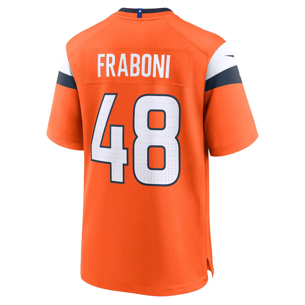 D.Broncos #48 Mitchell Fraboni Orange Team Game Stitched Football American Jersey