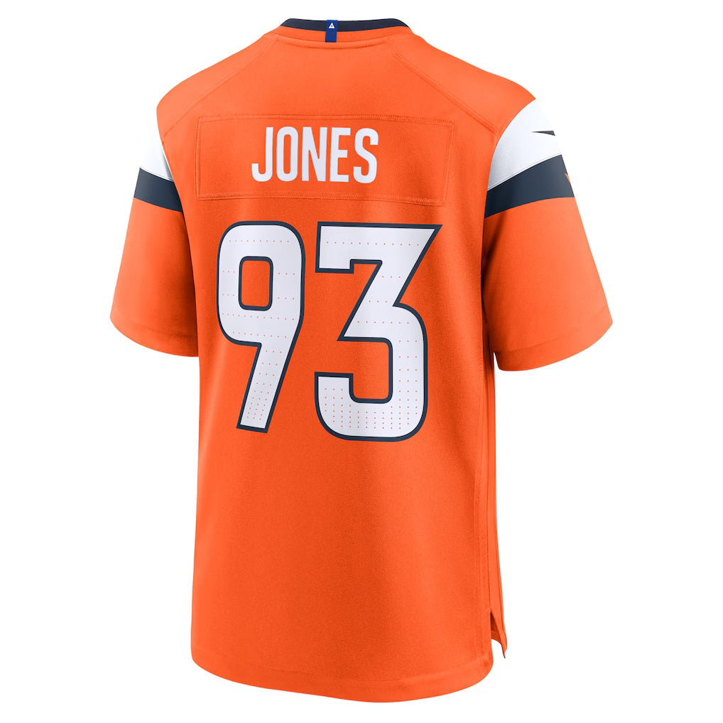 D.Broncos #93 D.J. Jones Orange Team Game Stitched Football American Jersey