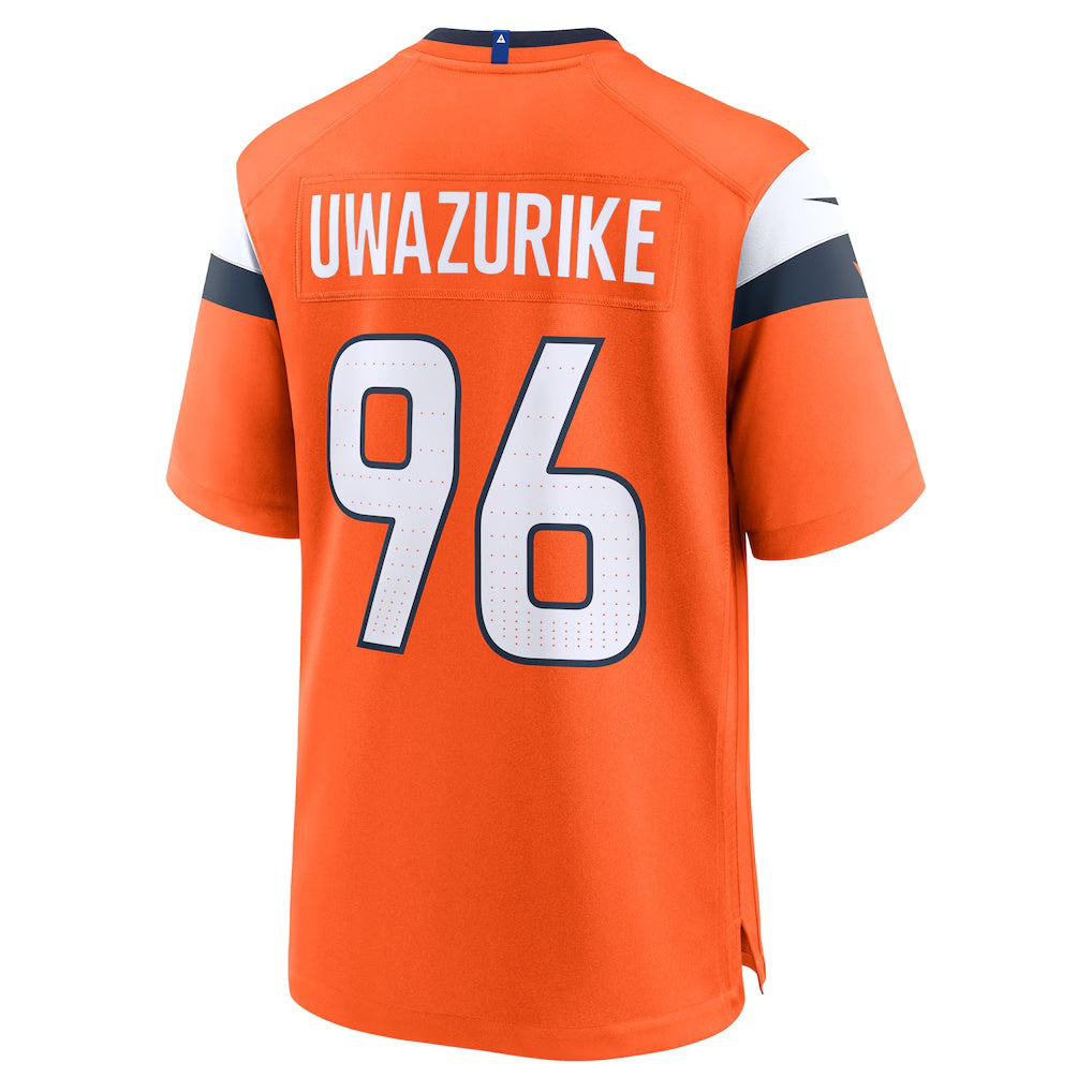 D.Broncos #96 Eyioma Uwazurike Orange Team Game Stitched Football American Jersey