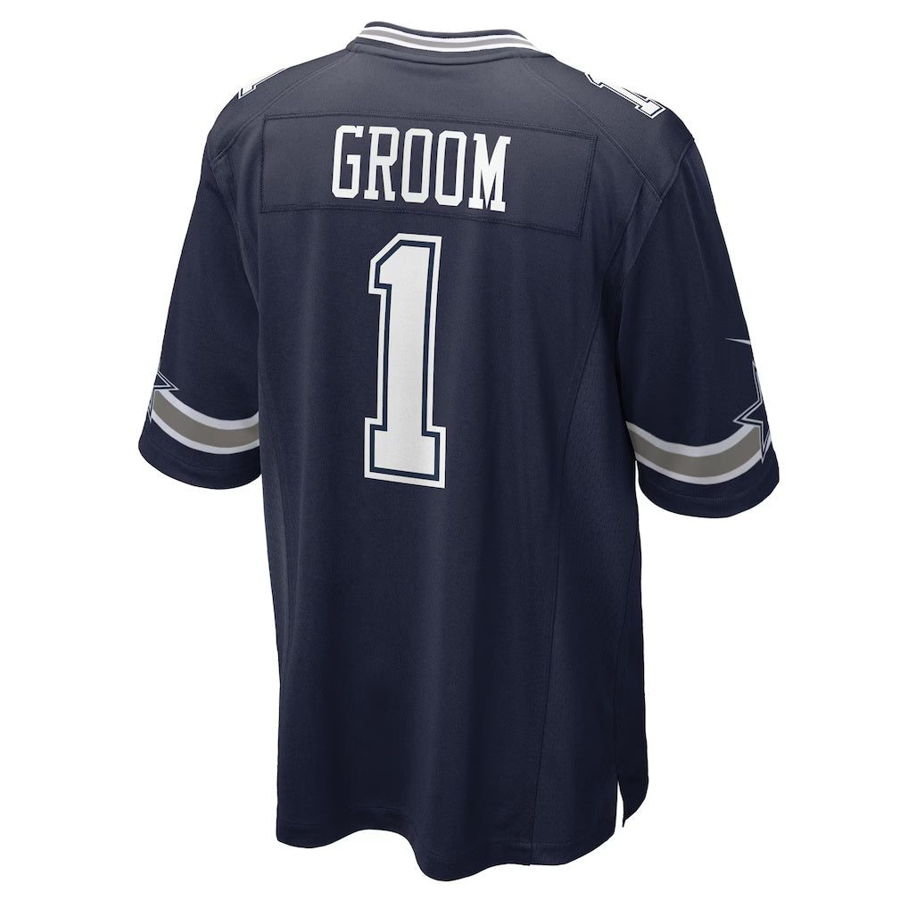 D.Cowboys Number #1 Groom Navy Game Stitched Football American Jersey