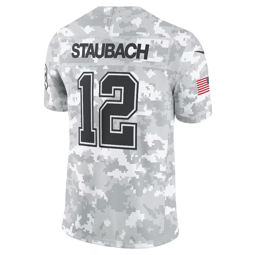 D.Cowboys #12 Roger Staubach Arctic Camo 2024 Salute to Service Retired Player Limited Stitched Football American Jersey