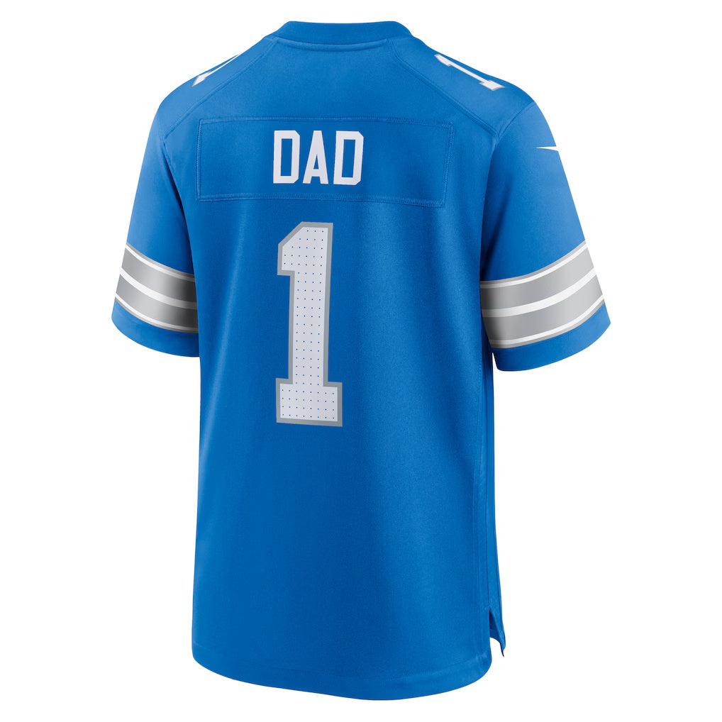 D.Lions Number #1 Dad Blue Game Stitched Football American Jersey