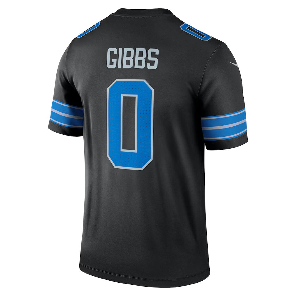 D.Lions #0 Jahmyr Gibbs Black Legend Player Performance Top Stitched Football American Jersey