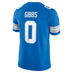 D.Lions #0 Jahmyr Gibbs Blue Team Vapor F.U.S.E. Stitched Limited Football Jersey