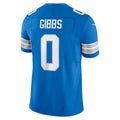 D.Lions #0 Jahmyr Gibbs Blue Vapor F.U.S.E. Limited Stitched Football American Jersey