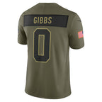 D.Lions #0 Jahmyr Gibbs Olive 2025 Salute to Service Limited Stitched Football American Jersey