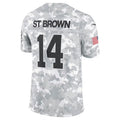 D.Lions #14 Amon-Ra St. Brown Arctic Camo 2024 Salute to Service Limited Stitched Football American Jersey