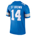 D.Lions #14 Amon-Ra St. Brown Blue Legend Player Performance Top Stitched Football American Jersey