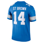 D.Lions #14 Amon-Ra St. Brown Blue Legend Player Performance Top Stitched Football American Jersey