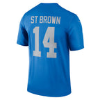 D.Lions #14 Amon-Ra St. Brown Blue Legend Player Performance Top Stitched Football American Jersey