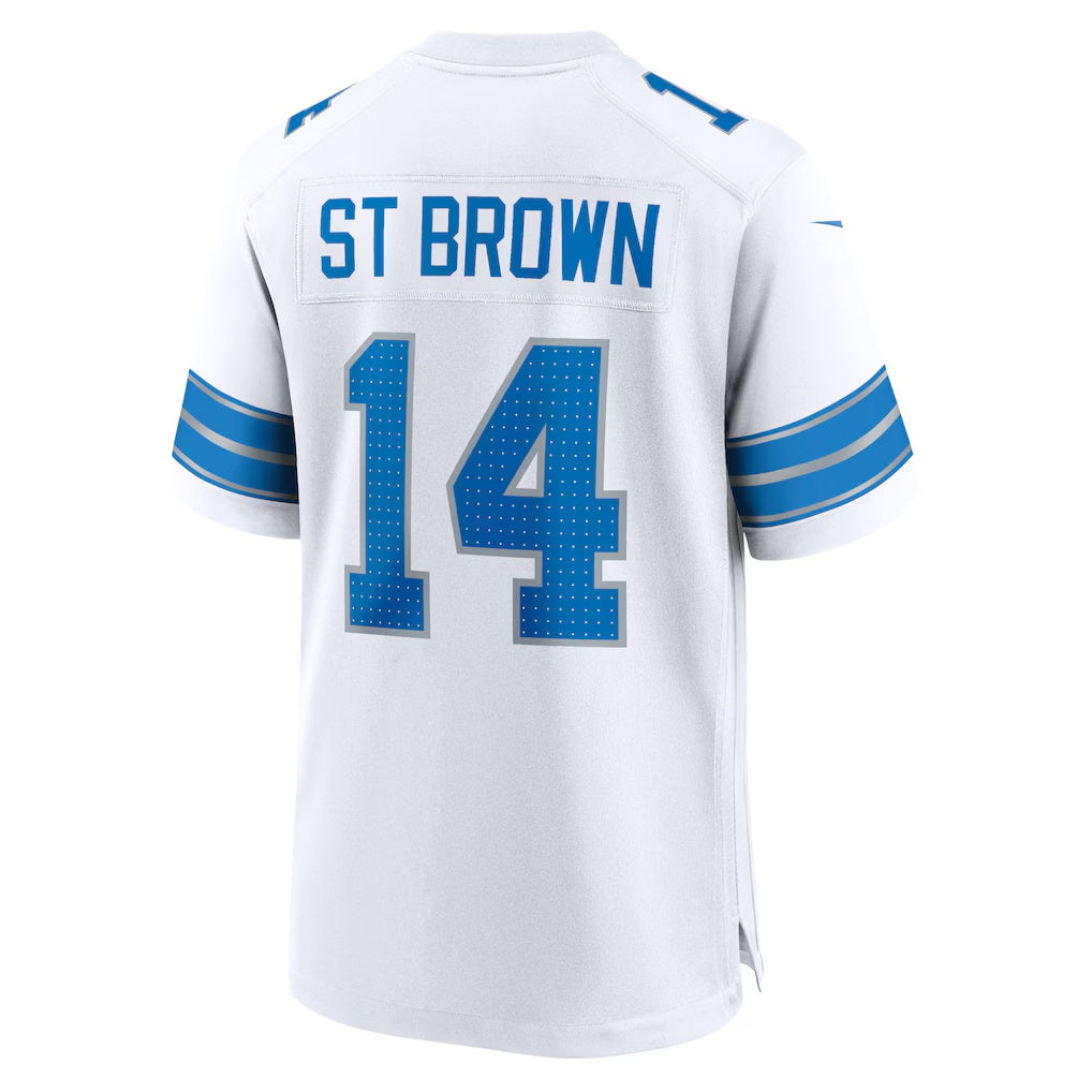 D.Lions #14 Amon-Ra St. Brown White Game Stitched Football American Jersey