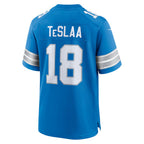 D.Lions #18 Isaac TeSlaa Blue Game Player Stitched Football American Jersey
