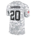 D.Lions #20 Barry Sanders Arctic Camo 2024 Salute to Service Retired Player Limited Stitched Football American Jersey