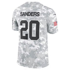 D.Lions #20 Barry Sanders Arctic Camo 2024 Salute to Service Retired Player Limited Stitched Football American Jersey