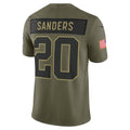 D.Lions #20 Barry Sanders Olive 2025 Salute to Service Retired Limited Stitched Football American Jersey