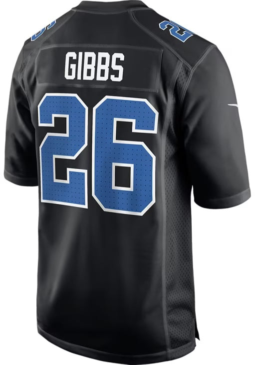 D.Lions #26 Jahmyr Gibbs Carbon Black Carbon Fashion Stitched Football American Jersey
