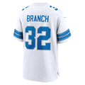D.Lions #32 Brian Branch White White Game Stitched Football American Jersey
