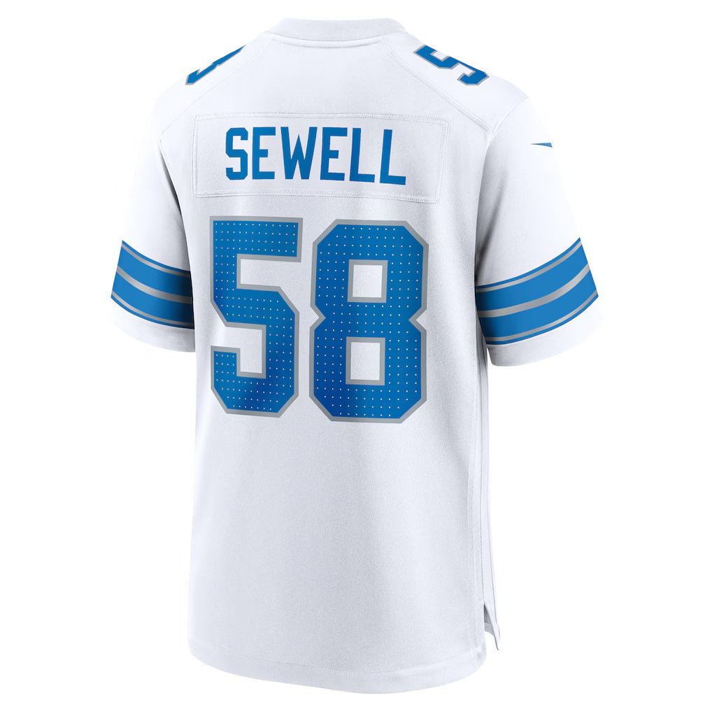 D.Lions #58 Penei Sewell White Game Stitched Football American Jersey