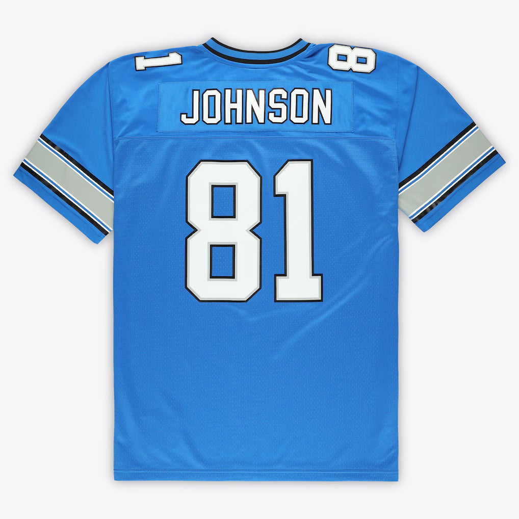 D.Lions #81 Calvin Johnson Mitchell & Ness Blue Big & Tall Legacy Retired Player Stitched Football American Jersey