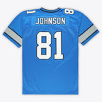 D.Lions #81 Calvin Johnson Mitchell & Ness Blue Big & Tall Legacy Retired Player Stitched Football American Jersey