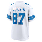 D.Lions #87 Sam LaPorta White White Game Stitched Football American Jersey