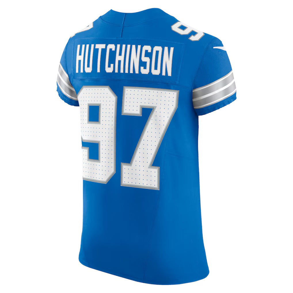 D.Lions #97 Aidan Hutchinson Blue Vapor F.U.S.E. Elite Stitched Football American Jersey