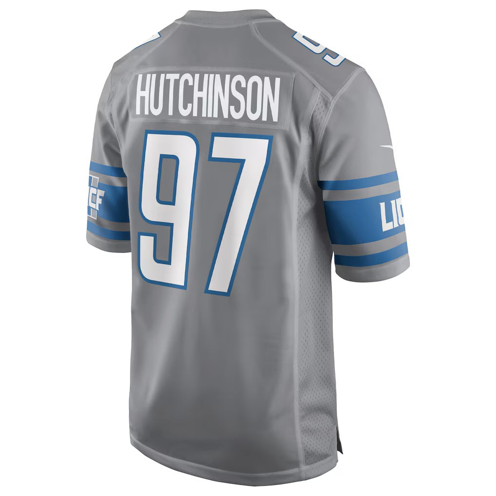 D.Lions #97 Aidan Hutchinson Silver Game Stitched Football American Jersey