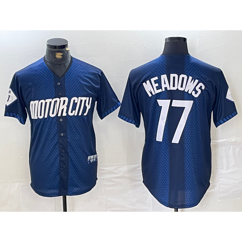 Detroit Tigers #17 Parker Meadows Navy 2024 City Connect Cool Base Limited Stitched Baseball Jersey