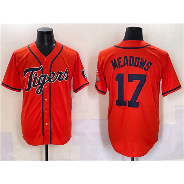 Detroit Tigers #17 Parker Meadows Orange With Patch Cool Base Stitched Baseball Jersey