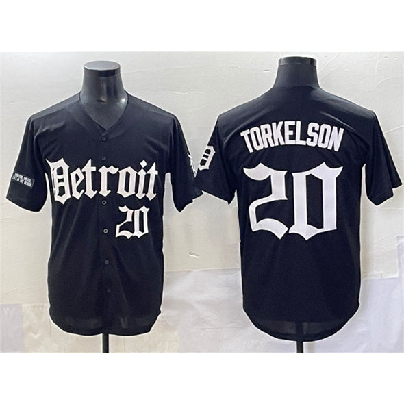 Detroit Tigers #20 Spencer Torkelson Black 'Motor Gothic Edition' Vapor Premier Limited Stitched Baseball Jersey